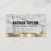 ホワイトマーブル |金ゴールドメタル背景 名刺 (正面)