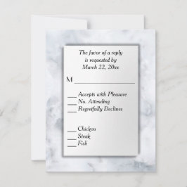 ホワイトマーブルRSVPとメニュー選択 出欠カード