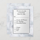 ホワイトマーブルRSVPとメニュー選択 出欠カード (正面/裏面)