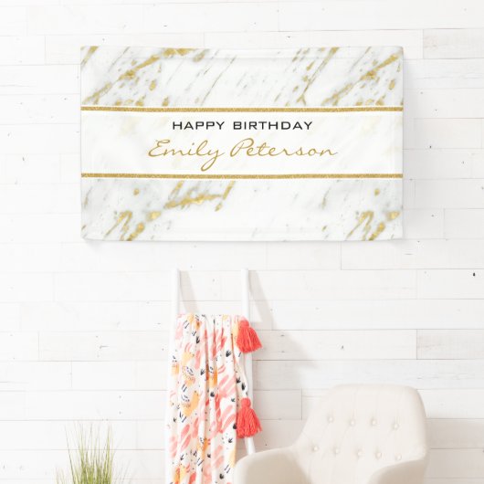 ホワイトマーブルwith金ゴールドグリッター 横断幕 (インサイチュ)