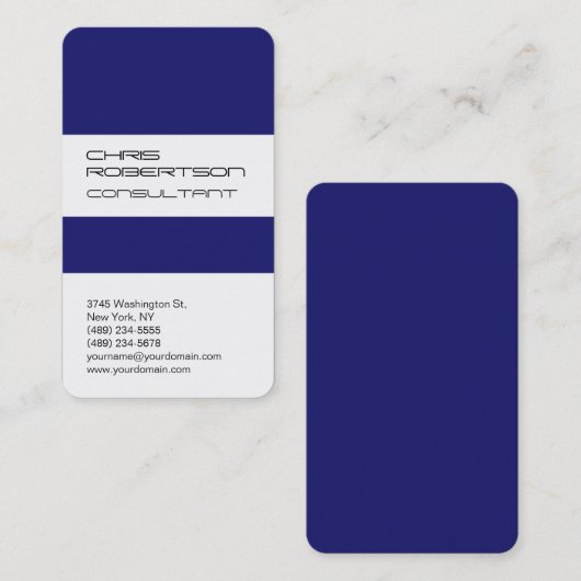 ホワイトミッドナイトブルーアトラクティブチャーム名刺 名刺 (正面/裏面)