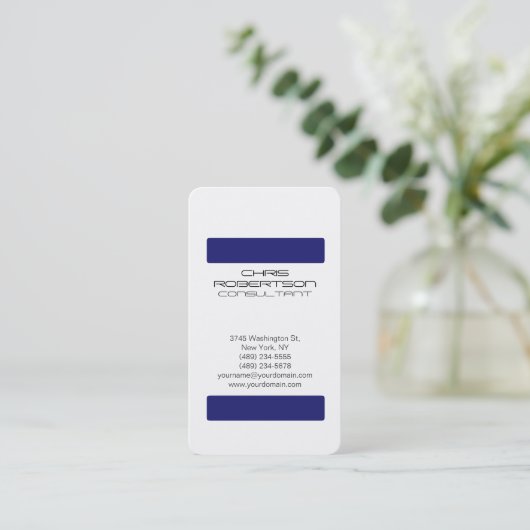 ホワイトミッドナイトブルーアトラクティブチャーム名刺 名刺 (スタンド正面)