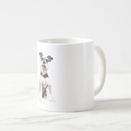 ホワイトミニチュアシュナウザーイラストレーションマグ コーヒーマグカップ (正面右)