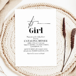 ホワイトミニマエレガントリストその女の子の赤ちゃんシャワー 招待状