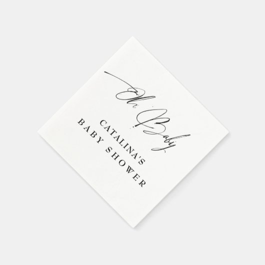 ホワイトミニマエレガントリストベビーシャワーナプキン スタンダードカクテルナプキン (角)