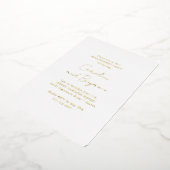 ホワイトミニマエレガントリスト婚約パーティ金ゴールド 箔招待状 (回転した状態)