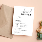 ホワイトミニマパーソナライズされたリストリハーサルディナー 招待状