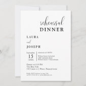ホワイトミニマパーソナライズされたリストリハーサルディナー 招待状 (正面)
