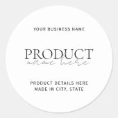 ホワイトミニマモダンリストのカスタム製品ラベル ラウンドシール (正面)