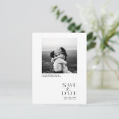 ホワイトミニマモダンリストの写真日付の保存 案内ポストカード (スタンド正面)