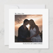 ホワイトミニマモダンリストの誓いの更新写真 招待状 (正面)