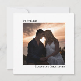 ホワイトミニマモダンリストの誓いの更新写真 招待状