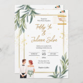 ホワイトミニマモダンリスト結婚式招待状 シーズンカード (正面/裏面)