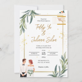 ホワイトミニマモダンリスト結婚式招待状 シーズンカード