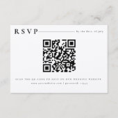 ホワイトミニマモダンリストRSVP QRコード招待状 エンクロージャーカード (正面)