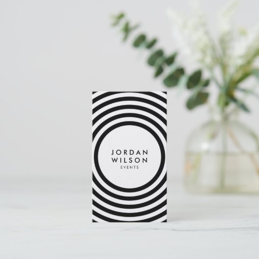 ホワイトミニマリストのサークル幾何学的ソーシャルメディア 名刺 (スタンド正面)