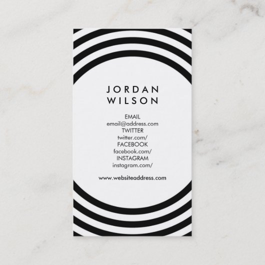 ホワイトミニマリストのサークル幾何学的ソーシャルメディア 名刺 (裏面)