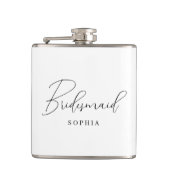 ホワイトミニマリストのスクリプトタイポグラフィブライドメイド フラスク (正面)