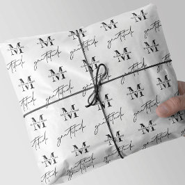 ホワイトミニマリストのビジネスモノグラムのロゴパターン 薄葉紙