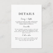 ホワイトミニマリストエレガントな結婚式詳細 エンクロージャーカード (正面)