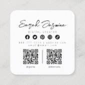 ホワイトミニマリストモダンインフルエンサーのスキャナブル スクエア名刺 (裏面)