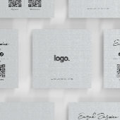 ホワイトミニマリストモダンインフルエンサーのスキャナブル スクエア名刺