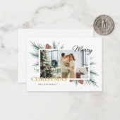 ホワイトミニマリスト写真枠メリークリスマスプリント ノートカード (正面/裏面インサイチュ)