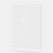 ホワイトミニマリスト手書きブライダルシャワー アクリルサイン (傾斜)