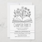 ホワイトミニマリスト本40歳の誕生日 招待状 (正面)