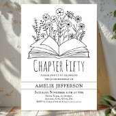 ホワイトミニマリスト50誕生日 招待状