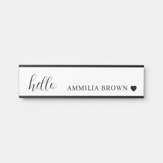 ホワイトミニマリスト | モダンハートクリーンデザイン サインプレート (正面)