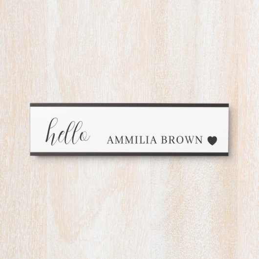 ホワイトミニマリスト | モダンハートクリーンデザイン サインプレート (正面)