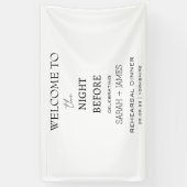 ホワイトミニマルなディナーウェルカムバックドロップ 横断幕 (縦)