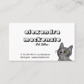 ホワイトミニマルなペットシッター猫と犬ペットケア 名刺 (正面)