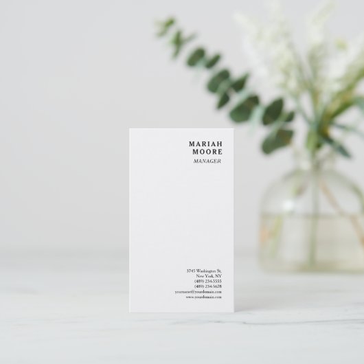 ホワイトミニマルな個人用プレゼンテーション 名刺 (スタンド正面)