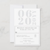 ホワイトミニマルはっきりしたリストタイプ結婚式RSVP 出欠カード (裏面)