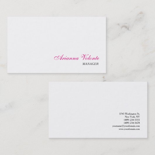 ホワイトミニマルエレガントリストシック平フェミニン野 名刺 (正面/裏面)