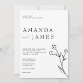 ホワイトミニマルエレガントリスト結婚フローラ 招待状 (正面)