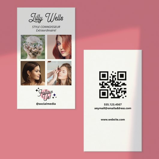 ホワイトミニマルエレガント主義ソーシャルメディアQRコード 名刺