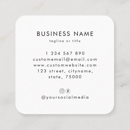 ホワイトミニマルカスタムリストプロフェッショナル会社 スクエア名刺 (裏面)