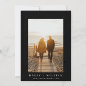 ホワイトミニマルシンプルリストのフォトブラック日付の保存 招待状 (裏面)