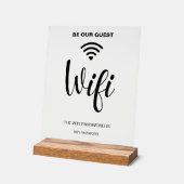 ホワイトミニマルシンプルリストWifiパスワードアクリル記号 アクリルサイン (傾斜)