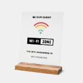 ホワイトミニマルシンプルリストWifiパスワード アクリルサイン (傾斜)