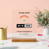 ホワイトミニマルシンプルリストWifiパスワード アクリルサイン (ウェディング)