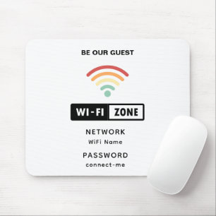 ホワイトミニマルシンプルリストWifiパスワード マウスパッド