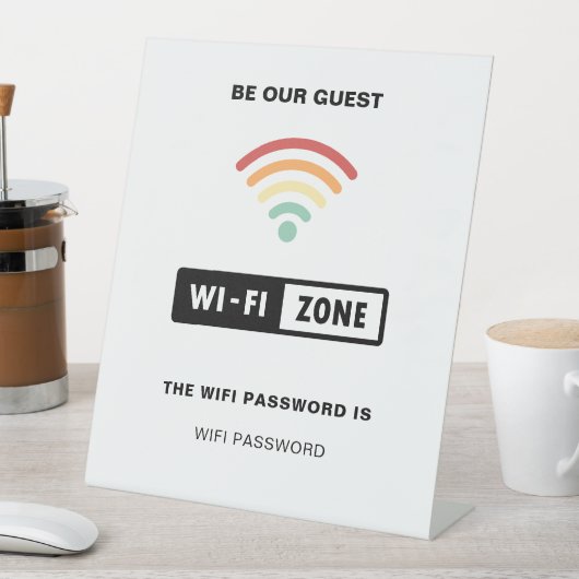 ホワイトミニマルシンプルリストWifiパスワード 台座サイン (インサイチュ)