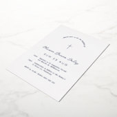 ホワイトミニマルバプテスマ《キリスト教》洗礼式や命名式クロス招待状 箔招待状 (回転した状態)