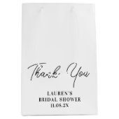 ホワイトミニマルブライダルシャワーありがとう ミディアムペーパーバッグ (正面)