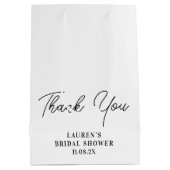 ホワイトミニマルブライダルシャワーありがとう ミディアムペーパーバッグ (裏面)