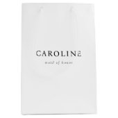 ホワイトミニマルメイド・オブ・オーナー（花嫁付き添い人）シック ミディアムペーパーバッグ (正面)